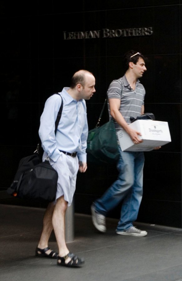 Bankers leaving Lehman's headquarters in New York on September 14, 2008. The GFC rather crushed the notion that modern markets are models of economic efficiency and value creation