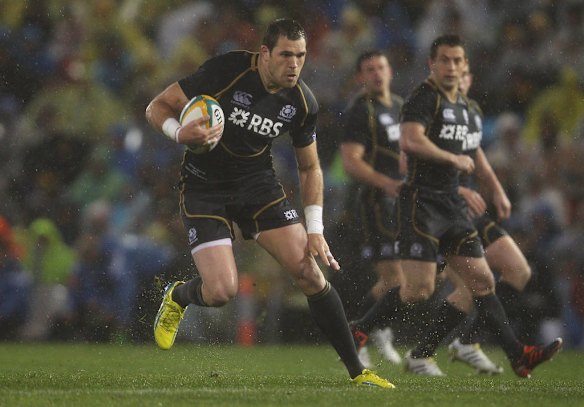 Sean Lamont of the Scotland runs the ball during the International Test match between the Australian Wallabies and Scotland at Hunter Stadium on June 5, 2012 in Newcastle, Australia.