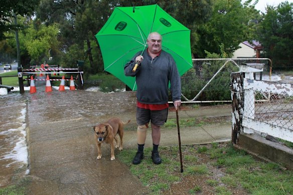 Dave Smith's driveway has been washed away by a tributary to the Back Cooma Creek.