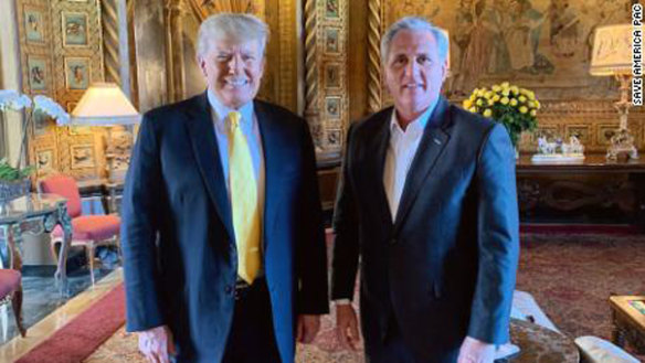 Donald Trump and House Republican minority leader Kevin McCarthy after the Trump-inspired January 6 riot at the Capitol.