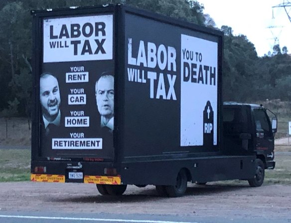 A Liberal Party campaign truck in the Australian Capital Territory. 