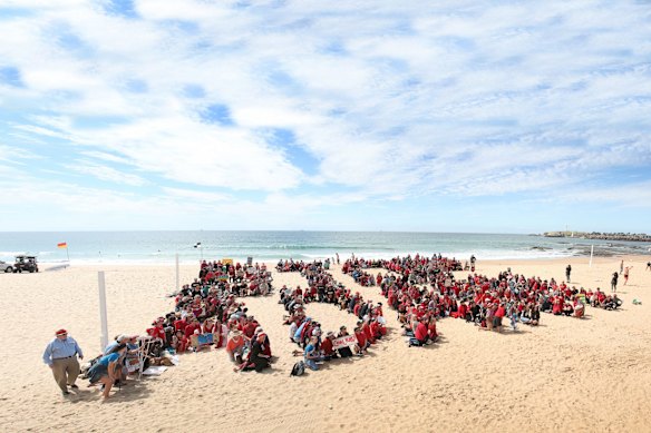 North Wollongong Beach as part of the Stop Adani Big Day of Action.