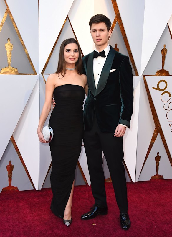 Baby Driver's Ansel Elgort and Violetta Komyshanarrive at the Oscars.