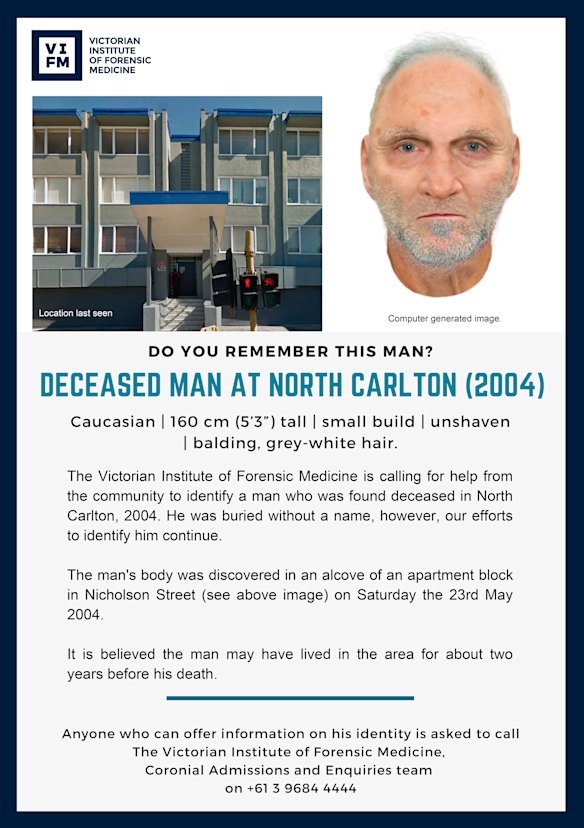 The poster looking for leads to identify the Alcove Man.