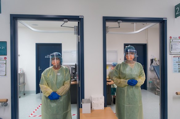 Screening clinic nurses Lesley and Emily.