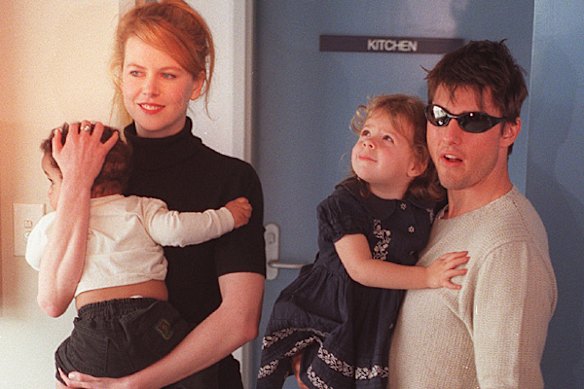 Nicole Kidman and Tom Cruise with their children in Sydney. 