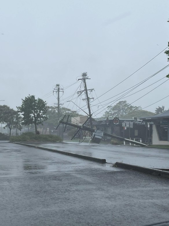 A power pole down in Ballina.