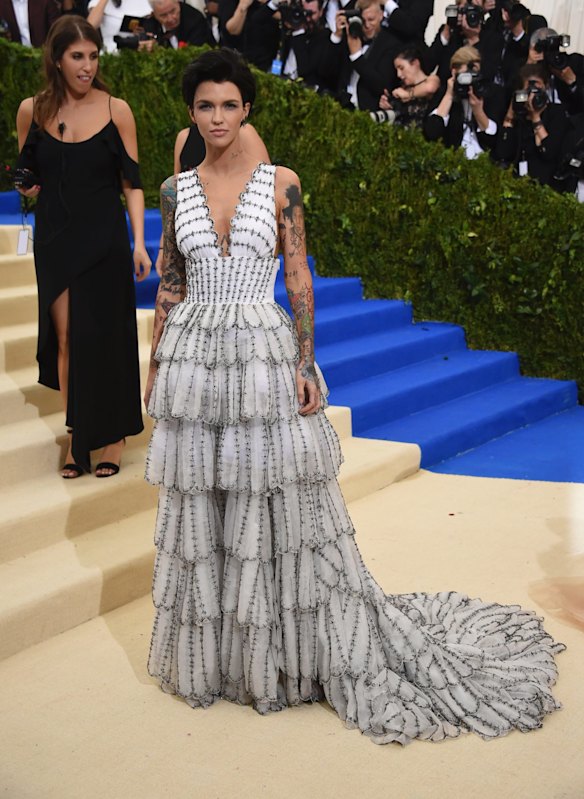 Ruby Rose attends The Metropolitan Museum of Art's Costume Institute benefit gala celebrating the opening of the Rei Kawakubo/Comme des Gar?ons: Art of the In-Between exhibition on Monday, May 1, 2017, in New York.