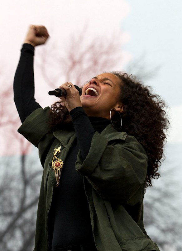 Alicia Keys performs during the Women's March on Washington.