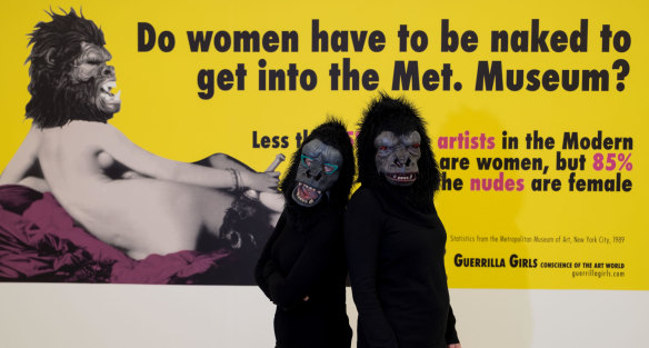 Two Guerrilla Girls earlier this year ahead of an exhibition in Germany. The Guerrilla Girls have operated since 1985  calling attention on the under representation of women  in galleries, museums and other art institutions. 