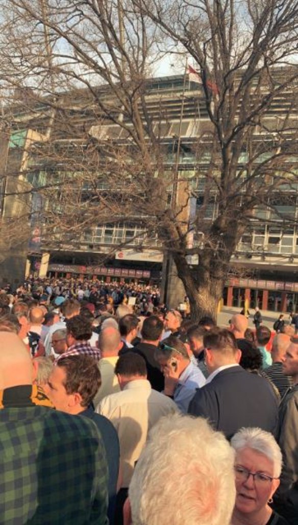 The line to Gate 2 at the Melbourne Cricket Ground.