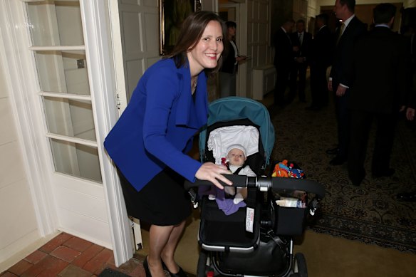 Newly elevated Assistant Treasurer Kelly O'Dwyer with her daughter Olivia.