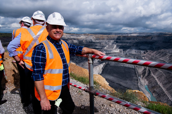 NSW Nationals leader John Barilaro visits the Ravensworth open-cut coal mine in the Hunter Valley earlier this year. A nearby coal mine continues to emit methane despite being under care and maintenance since 2014.