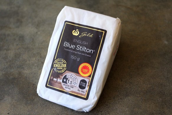 Woolworths Gold English Blue Stilton, $5.33 per 100g, 38/100
