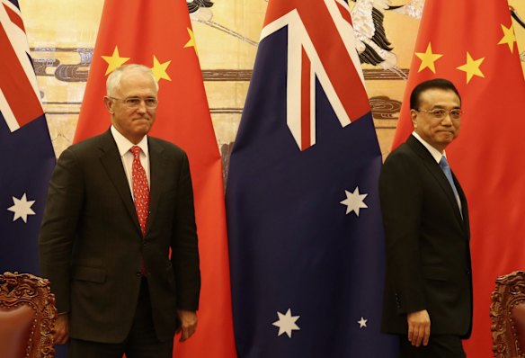Prime Minister Malcolm Turnbull with Chinese Premier Li Keqiang.