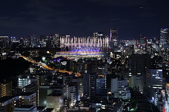 Fireworks are seen during the Closing Ceremony of the Tokyo 2020 Olympic Games at Olympic Stadium in Tokyo, Japan. 