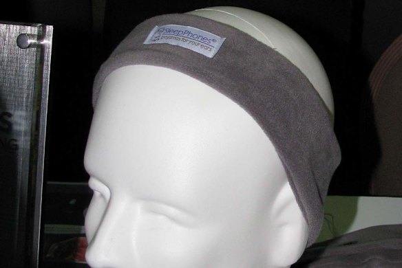Comfortable 'SleepPhones' headphones in a headband.