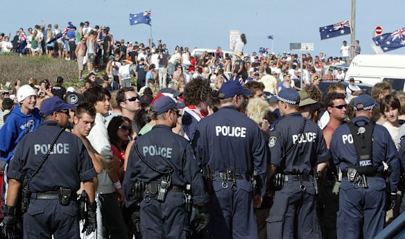 A crowd of at least 5000 - overwhelmingly under 25 - took over Cronulla's foreshore and beachside streets.