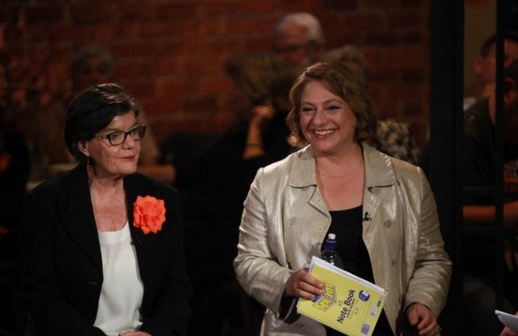 Cathy McGowan and Sophie Mirabella during a campaign event before the 2016 election. 