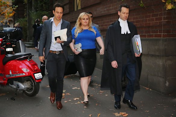 Actor Rebel Wilson leaves the Melbourne Supreme Court on May 24, 2017 in Melbourne, Australia. 