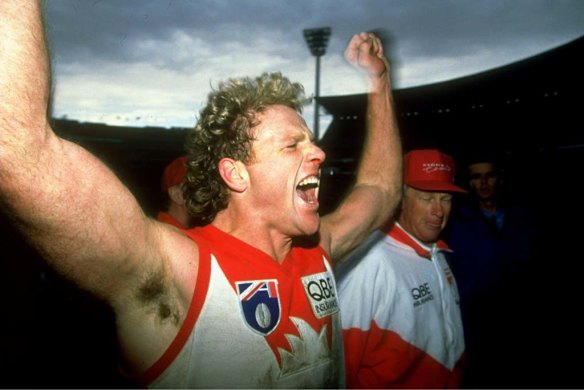 Hawthorn legend Dermott Brereton found little joy in his one year with Sydney, 1994. He was twice suspended for seven games, managed only seven games, and was delisted at season's end. 