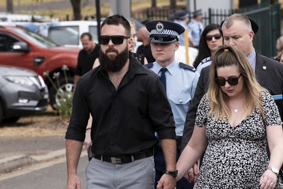 Family and friends arrive at the funeral of volunteer firefighter Andrew O’Dwyer.