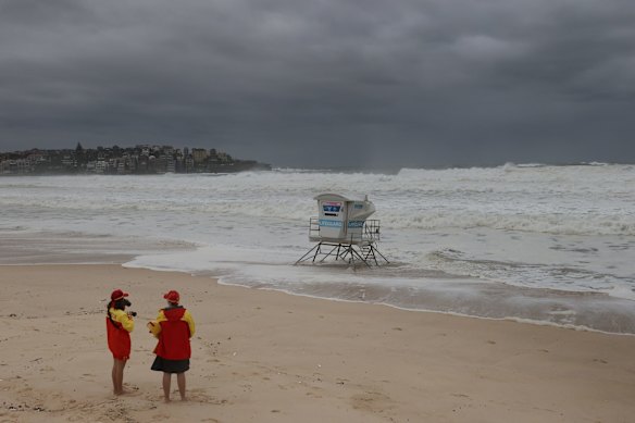 The surf during high tide at Bondi Beach.