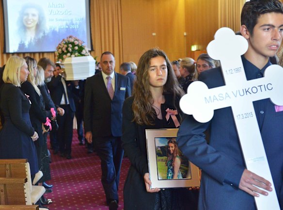 Masa Vukotic's brother Petar and sister Nadja at the teen's funeral.