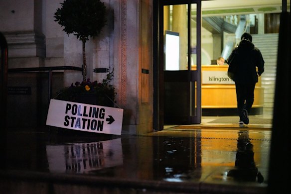 Islington Town Hall Polling Station, London.