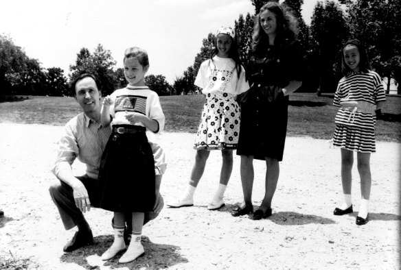 The Prime Minister and his family feed seagulls beside lake Burley Griffin in Canberra on December 21, 1991.
