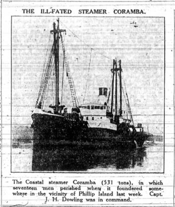 An Age report on the wreck of the Coramba.