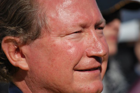 Fortescue Metals boss Andrew 'Twiggy' Forrest at the rally in Perth. Photo: Chalpat Sonti