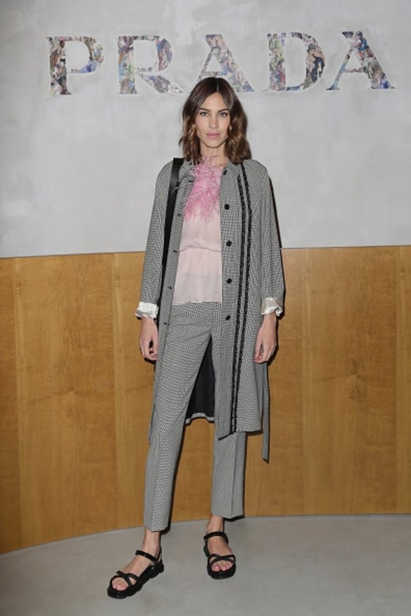 Alexa Chung opted for casual chic Prada at the brand's runway show.