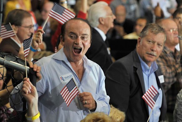 A supporter of U.S. Republican presidential candidate and former Massachusetts Governor Mitt Romney.