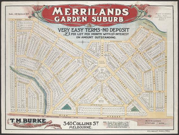 A 1920s map of the Merrilands Estate subdivision in Reservoir. 