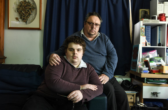 Geoff Snell and his son Mathew, whom records show was isolated from his classmates at Jackson School about 80 times.  