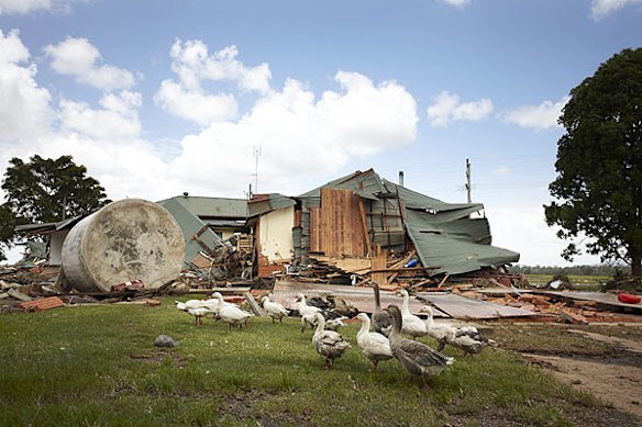 Emergency services search for bodies in the town of Grantham, in the Lockyer Valley, which was devastated by a sudden flood on January 10. Photo: Dean Saffron