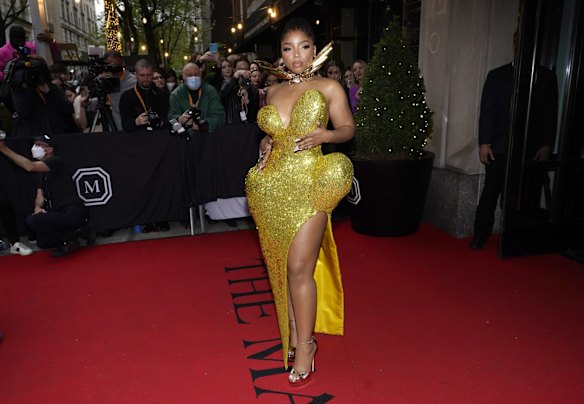 Chloe Bailey departs The Mark Hotel on her way to the gala.