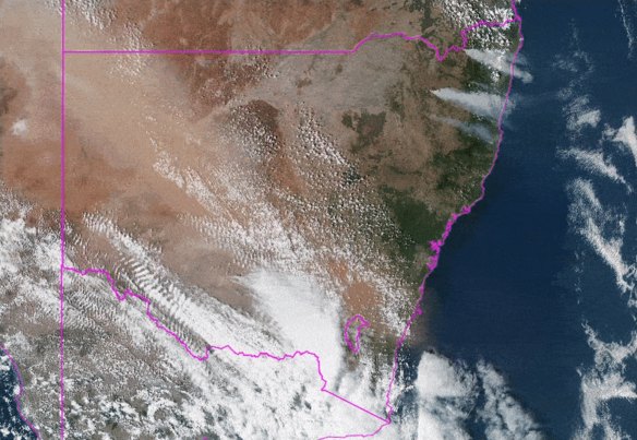 A satellite view of the dust storm as it passed over NSW and the ACT.