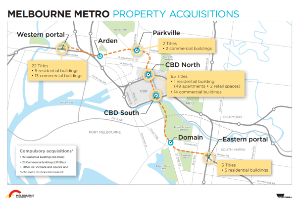 Vic government to acquire 44 buildings for Melbourne Metro Rail project