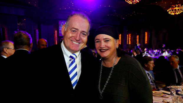 Great of the union: Former Wallabies legend David Campese and Rugby Australia chief executive Raelene Castle pose for a photo at the lunch. 