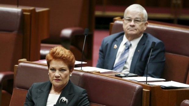 One Nation senators Pauline Hanson and Brian Burston.