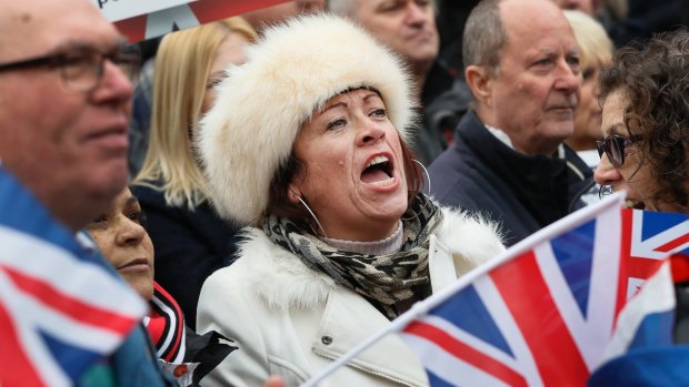 Brexit supporters rally for the UK's exit from the EU. The surprise vote was one of the highlights for nationalists in 2016.