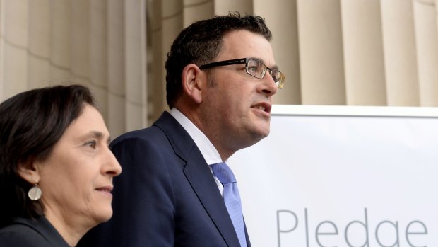 Energy Minister Lily D'Ambrosio with Premier Daniel Andrews.