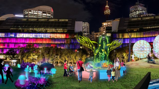 Tumbalong Lights is a new sensory play experience as part of Vivid Sydney