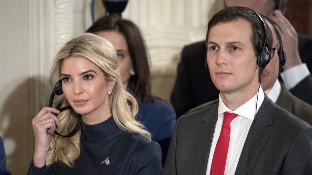Robert Mueller's investigation is said to also be looking into the financial dealings of Donald Trump\'s son-in-law, Jared Kushner, pictured here with his wife, Ivanka Trump.
