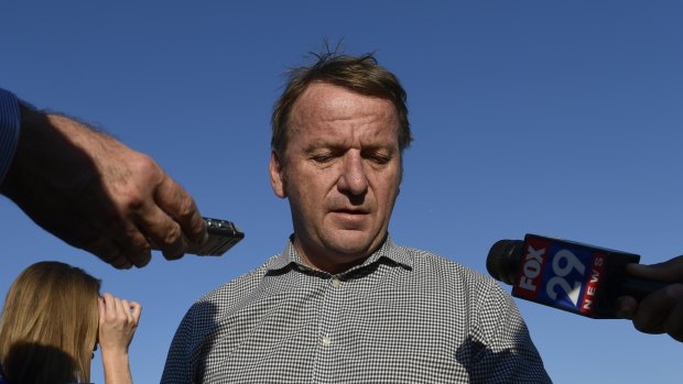 Annapolis mayor Gavin Buckley speaks to reporters near the scene of the <i>Capital</i> shooting.