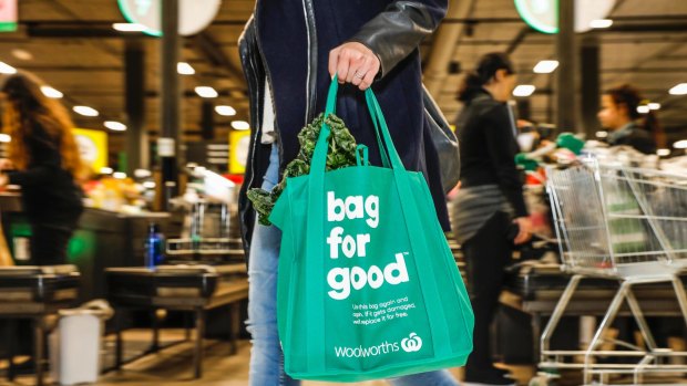 Woolies shoppers are being offered alternatives to single-use bags, as are other outlets.