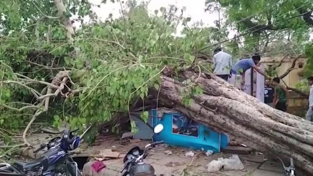 The rain storm caused damage in the western Indian state of Rajasthan.