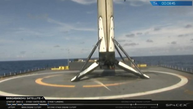 The rocket successfully landed on a ship in the Pacific Ocean. 